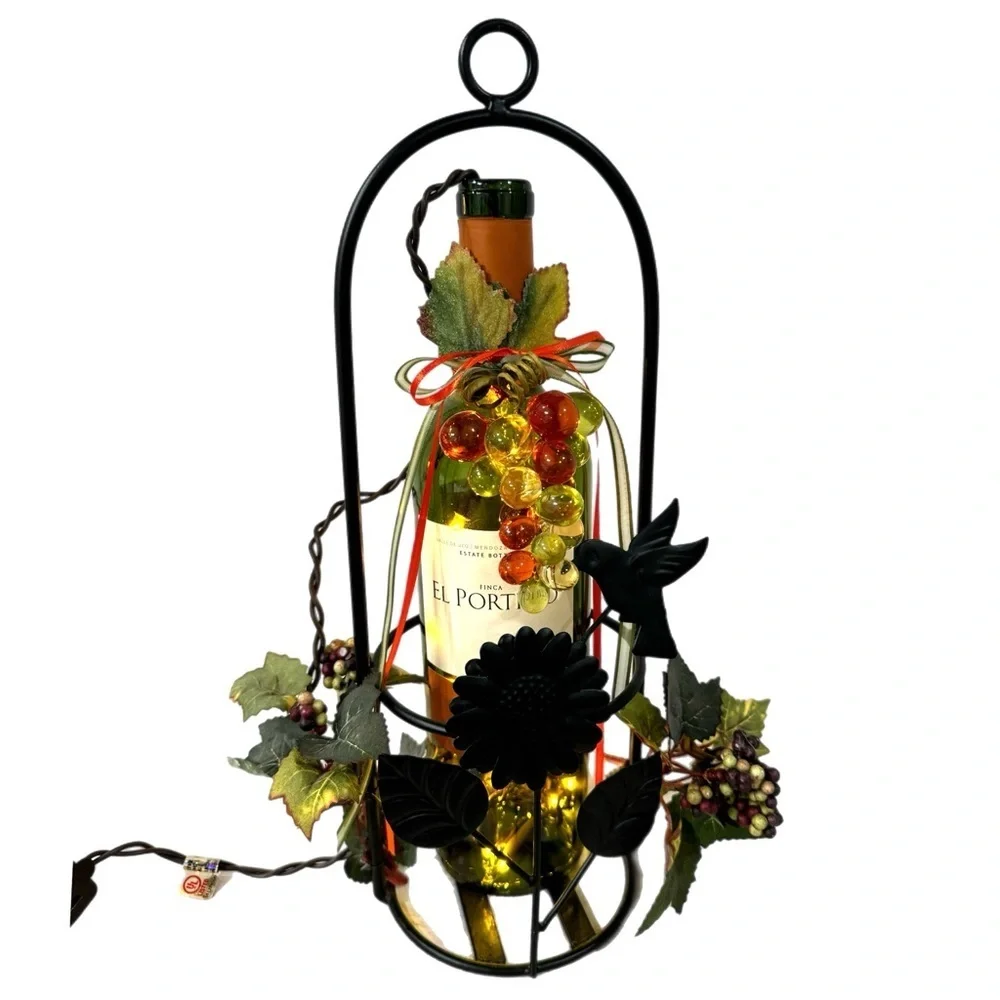 Wine bottle metal decor piece handmade